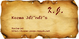 Kozma Jónás névjegykártya